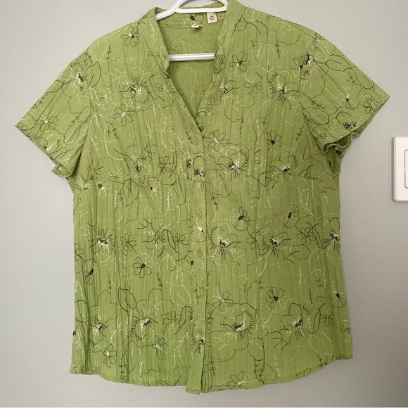 Green floral button up blouse - 1x - Picture 3 of 3